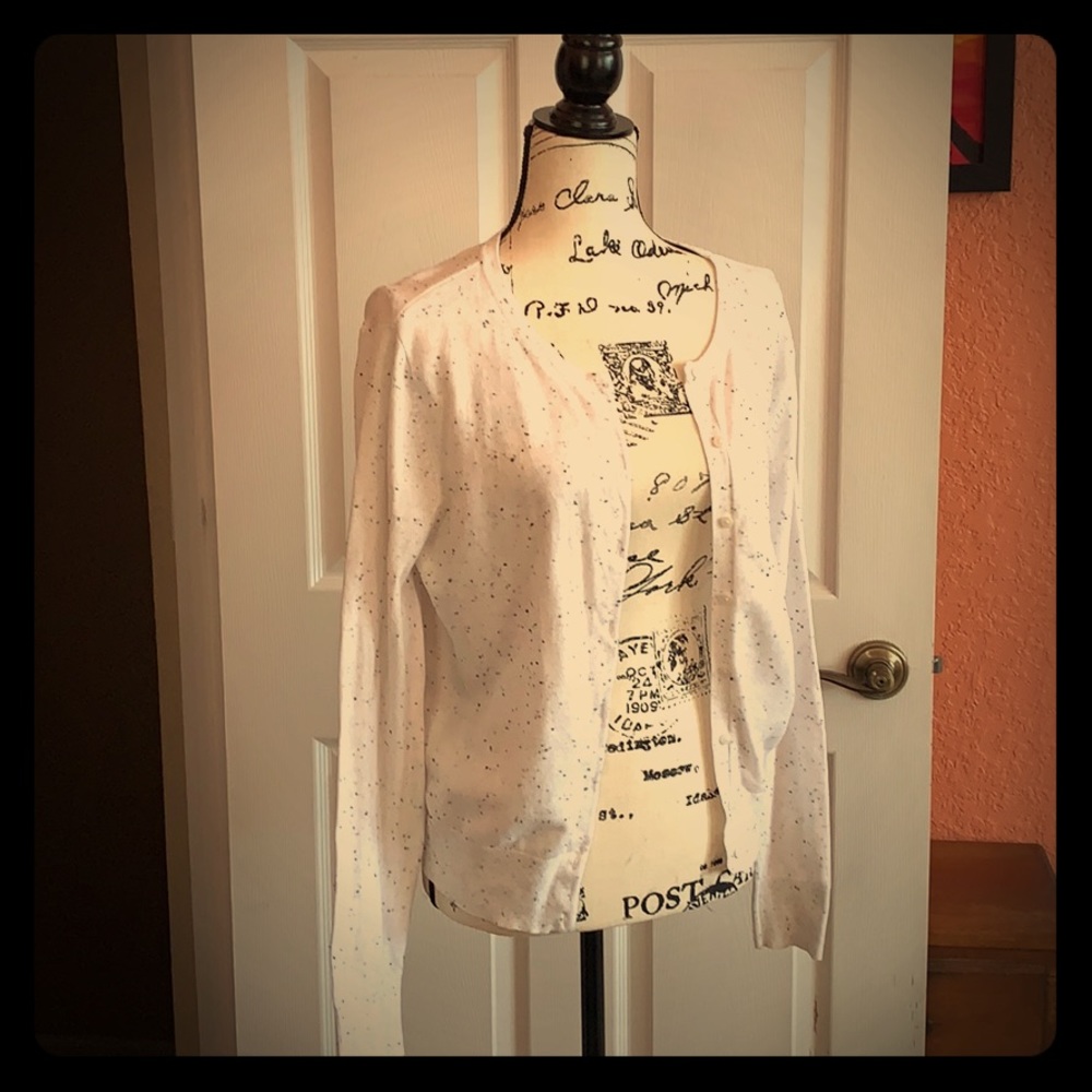 H&M White Sweater with Navy Speckles